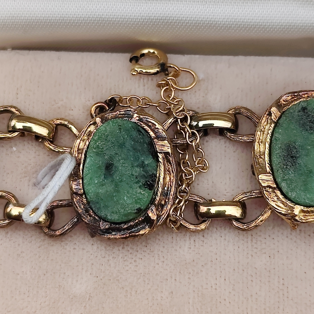 Antique 12K GF And Sterling Wells17 Jewels Chrysocolla Dial And Jade Watch - Picture 12 of 12
